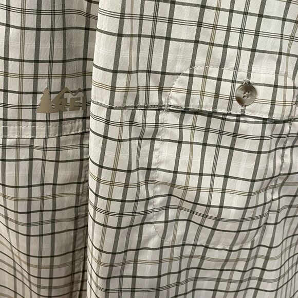 ~ REI Medium Button-Up Hiking Shirt mens brown gray quick dry tech vent stretch~ - Picture 9 of 16
